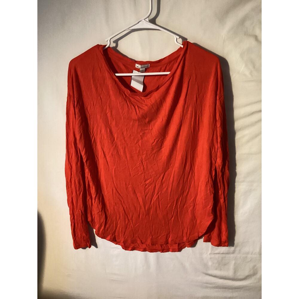 2594 GAP Womens Long Sleeve Scoop Neck Tshirt Poster Red Size Extra Small